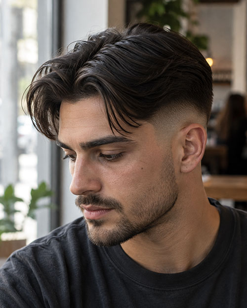 Middle Part with A Skin Fade