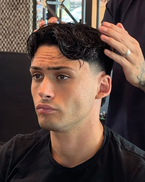 Textured Middle Part Flow with Taper Fade